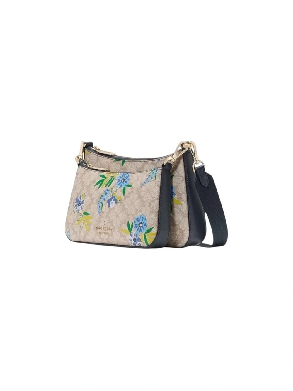 Kate Spade 2-in-1 Set Beige Blue Floral Convertible Crossbody Bag NWT $349 MSRP